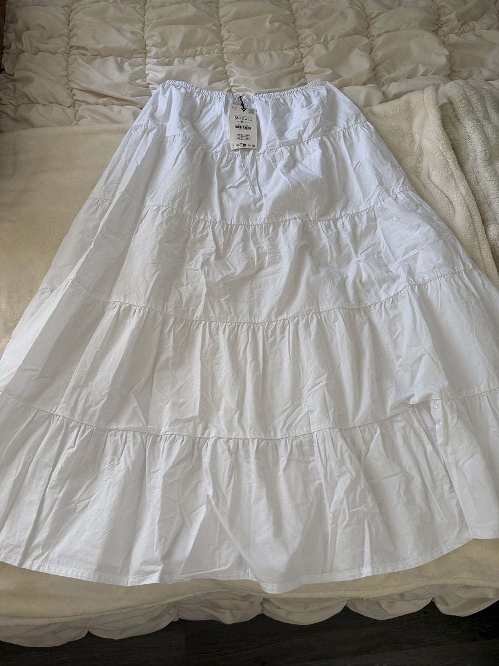 Zara White Tiered Maxi Skirt